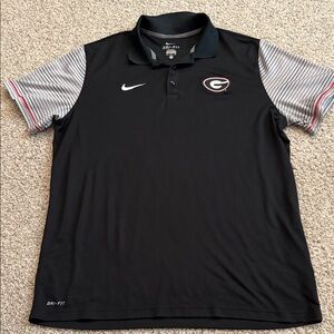 Nike UGA Black Polo Shirt with Gray Striped Sleeves